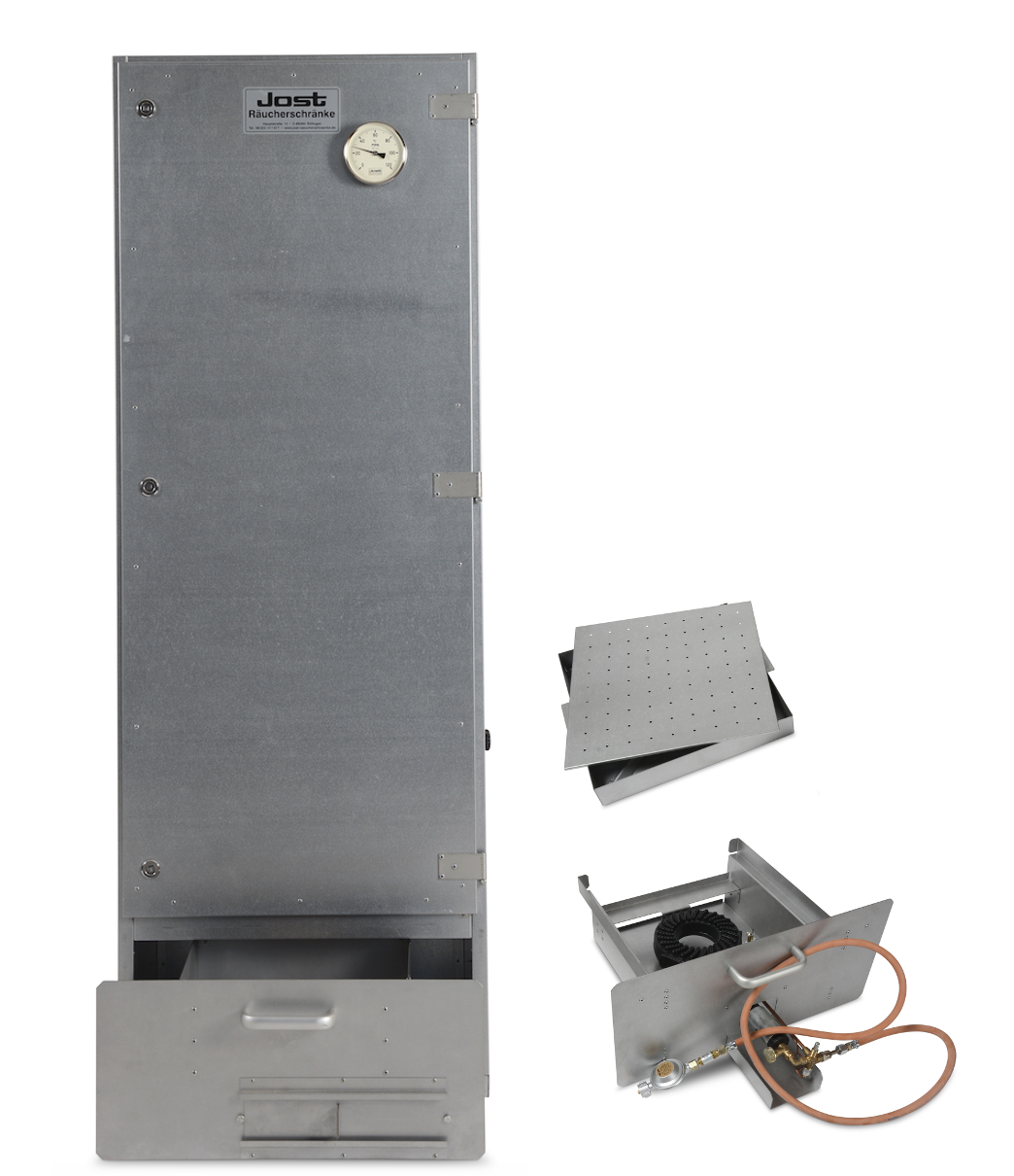 JOST Komplettset Räucherschrank RS 100 aluminiert inkl. Gas-, Holzfeuerung und Zubehör