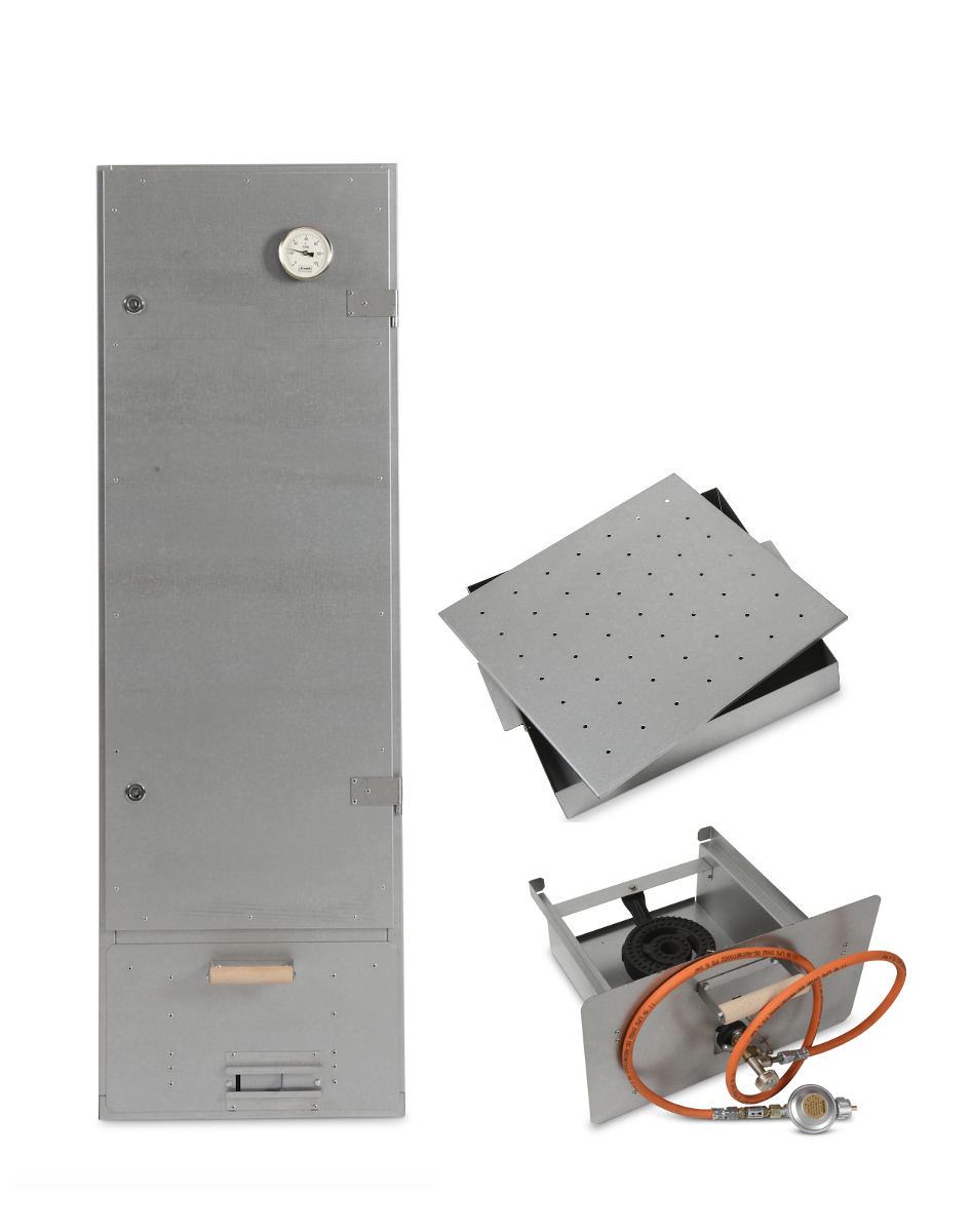 JOST Komplettset Räucherschrank RS 40-H aluminiert inkl. Gas-, Holzfeuerung und Zubehör